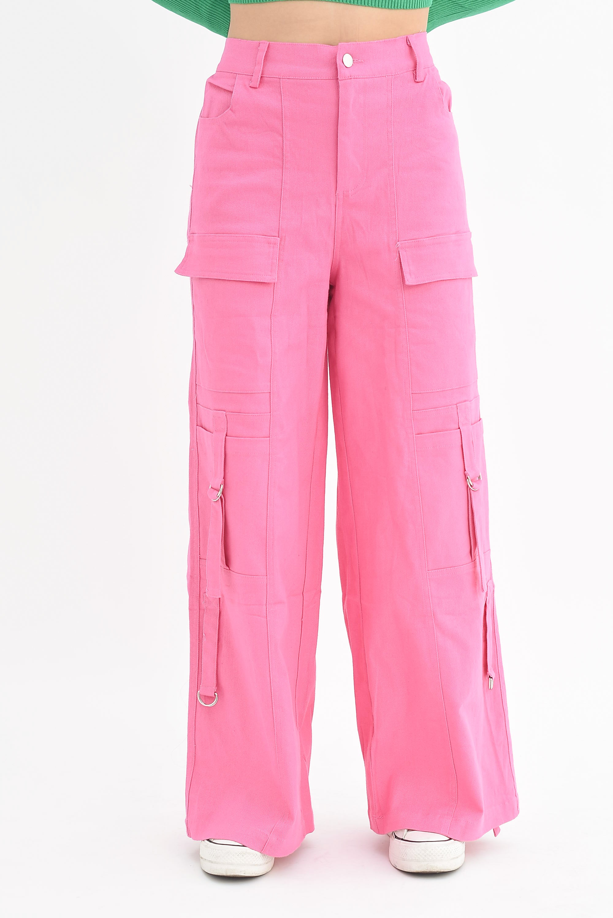 Pantalón pierna ancha cargo Rosa Barbie