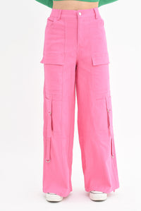 Fashion Styled Pantalón pierna ancha cargo Rosa Barbie