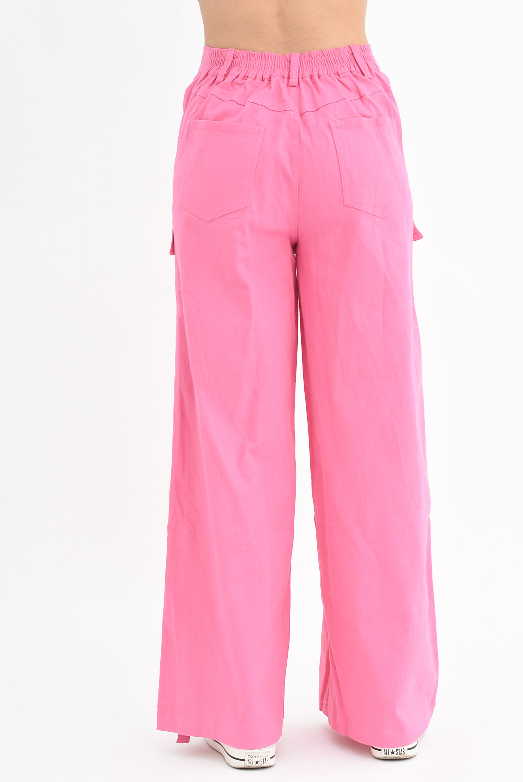 Pantalón pierna ancha cargo Rosa Barbie