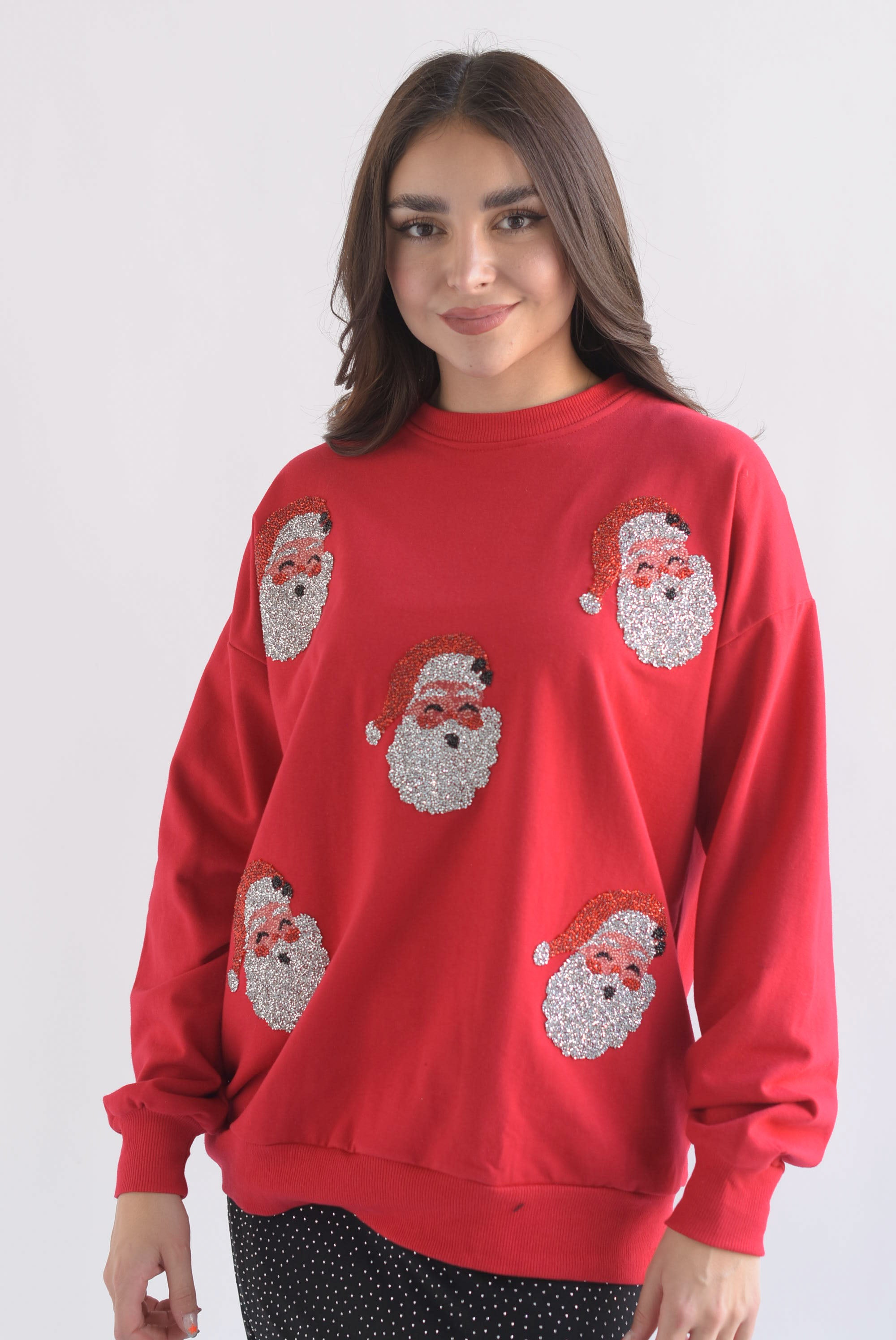 Sudadera Santa brillos Rojo