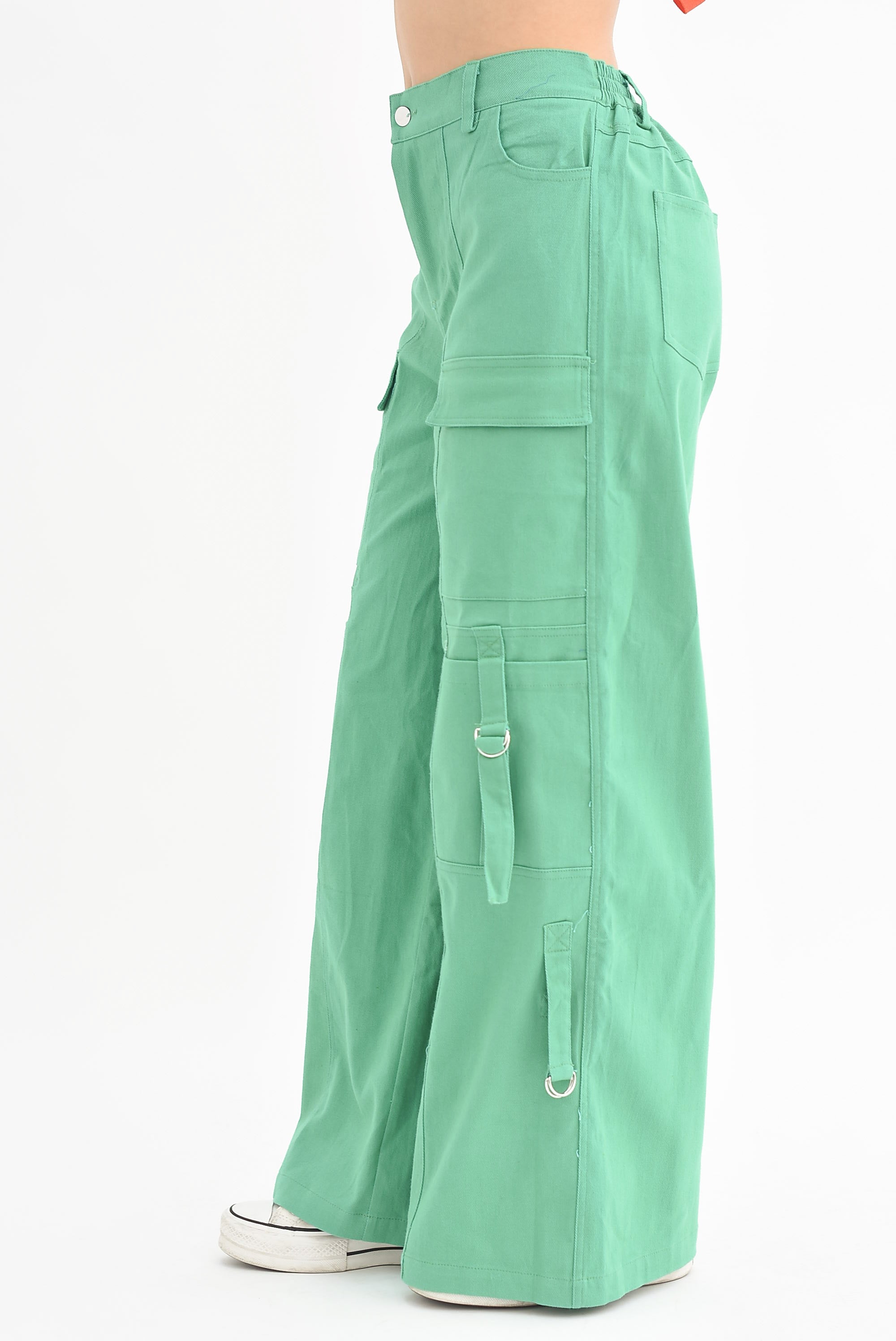 Pantalón pierna ancha cargo Verde