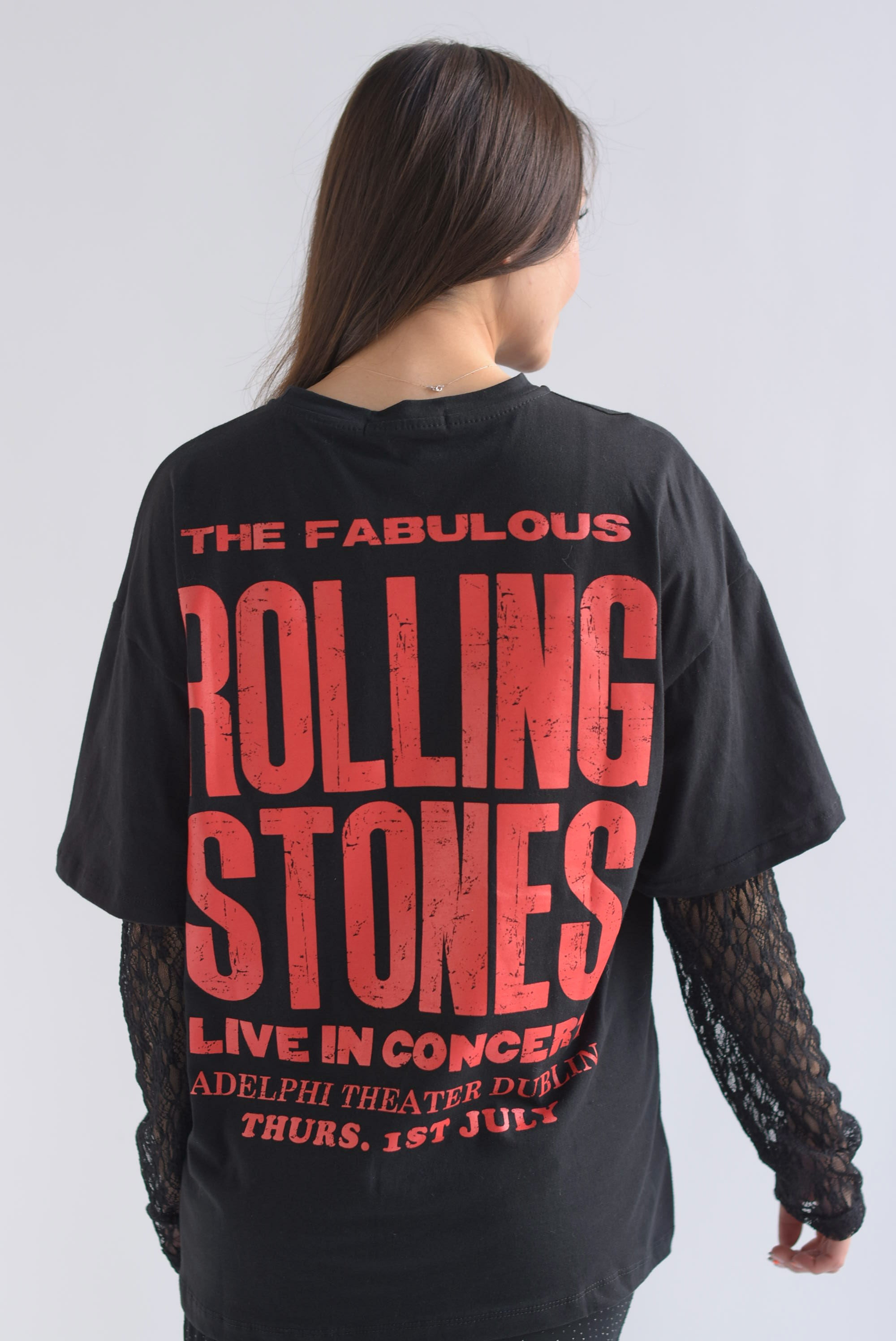 T-Shirt Rolling Stones manga encaje