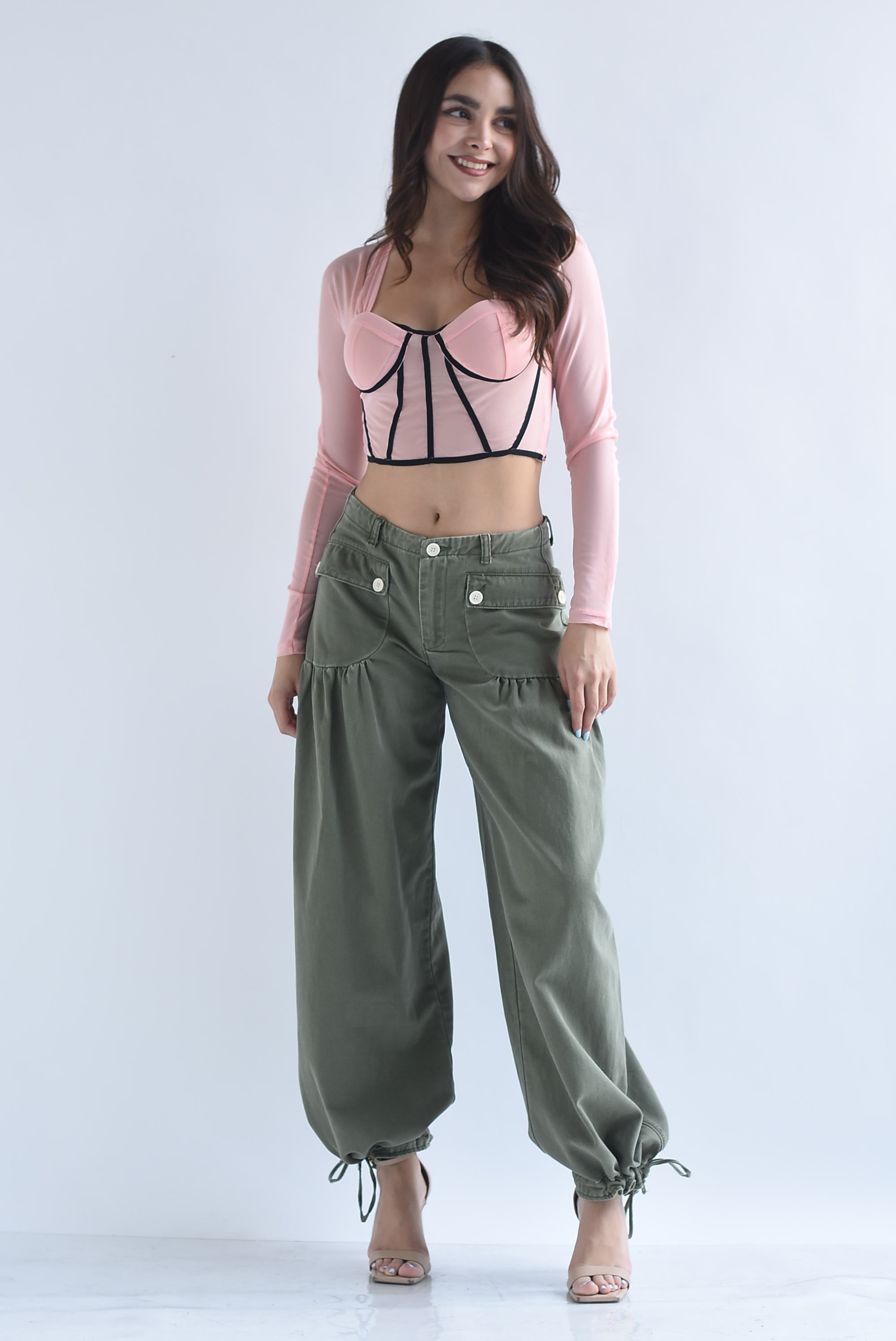 Pantalón globo bolsillos cargo Denim