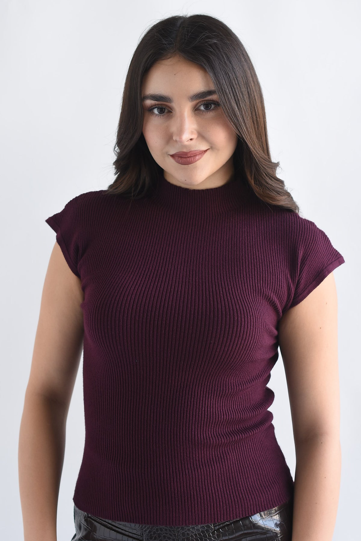 Blusa punto canalé manga corta