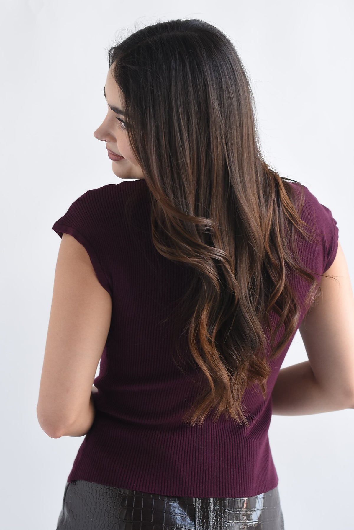 Blusa punto canalé manga corta