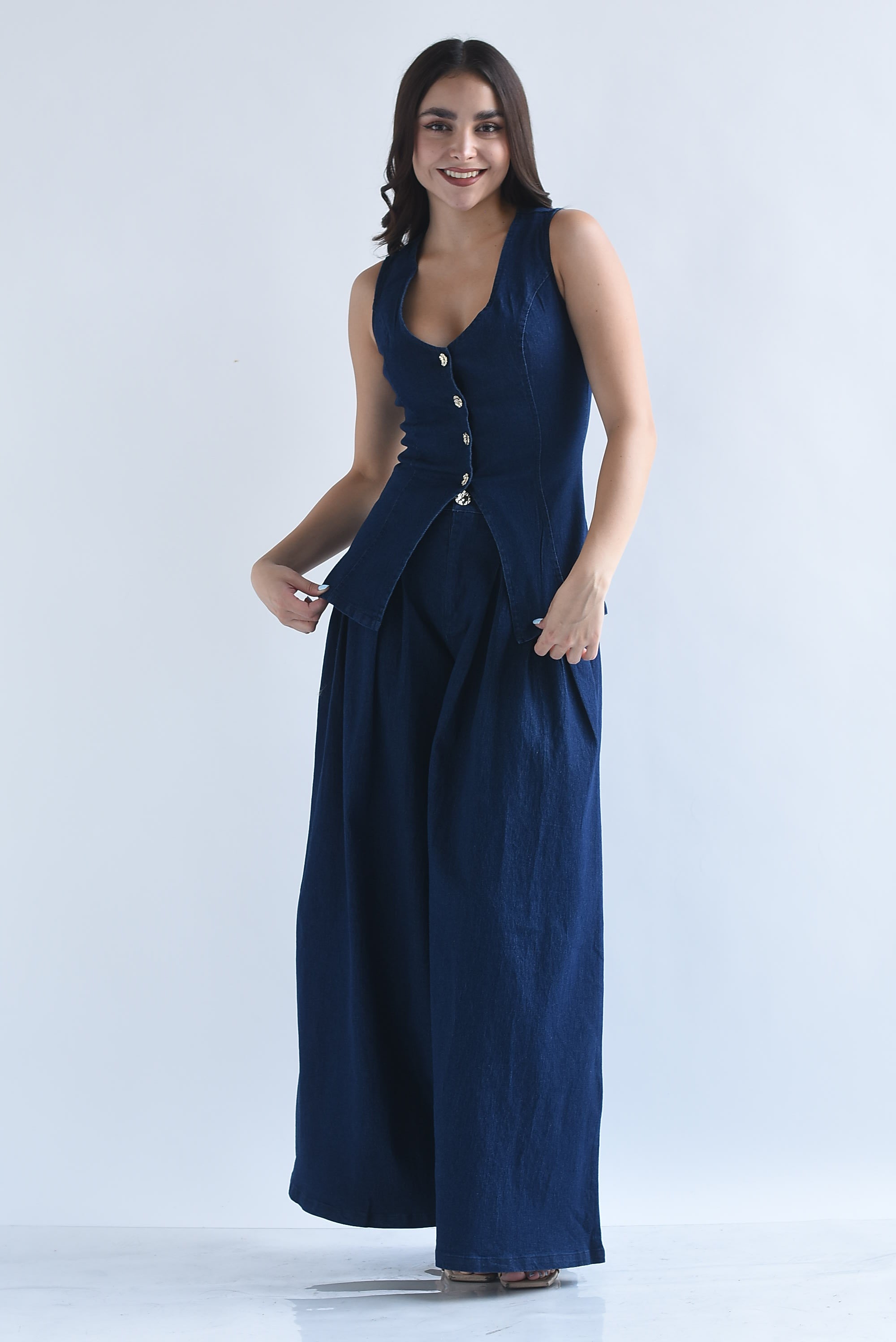 Set Pantalón pata de elefante y Chaleco Denim