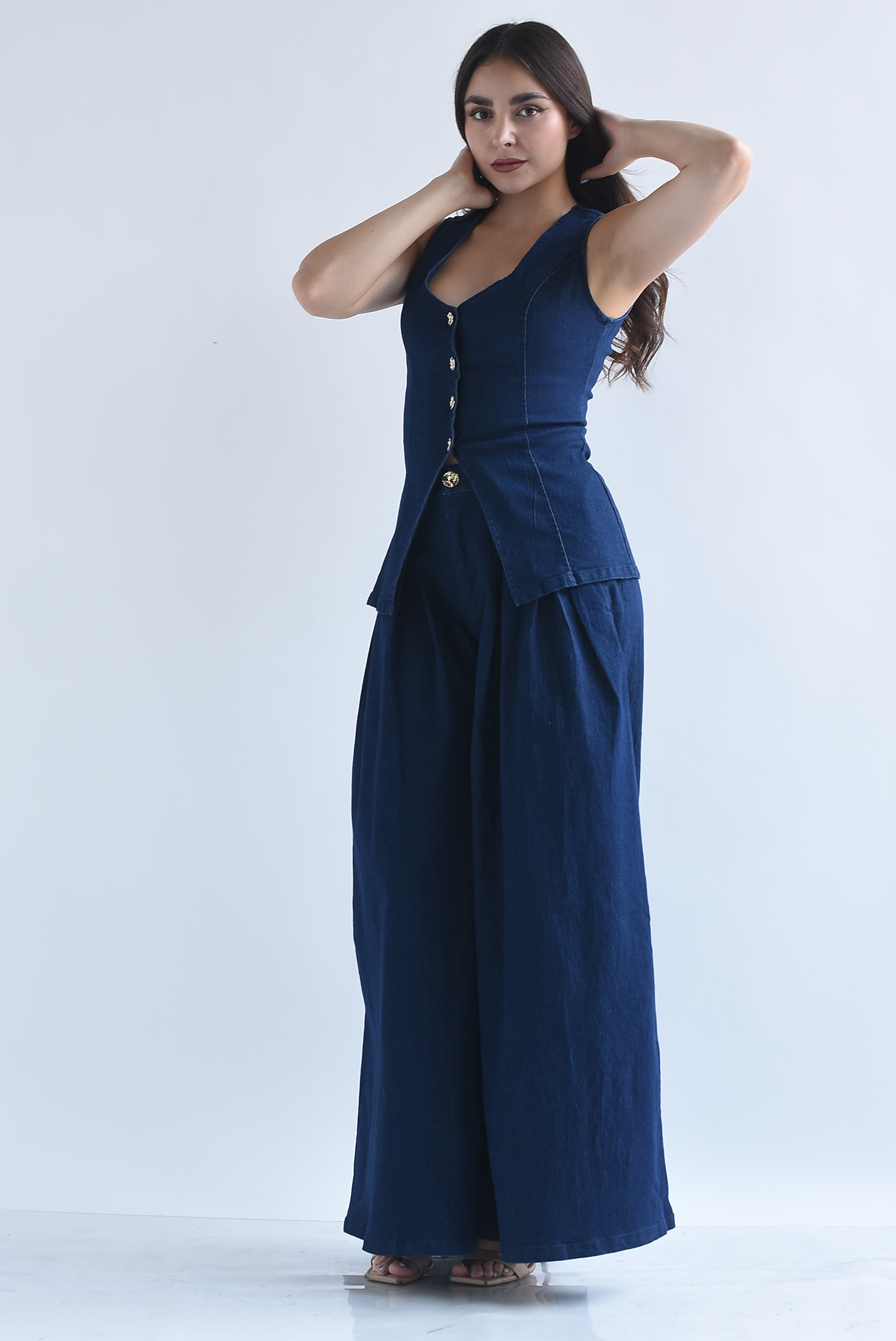 Set Pantalón pata de elefante y Chaleco Denim