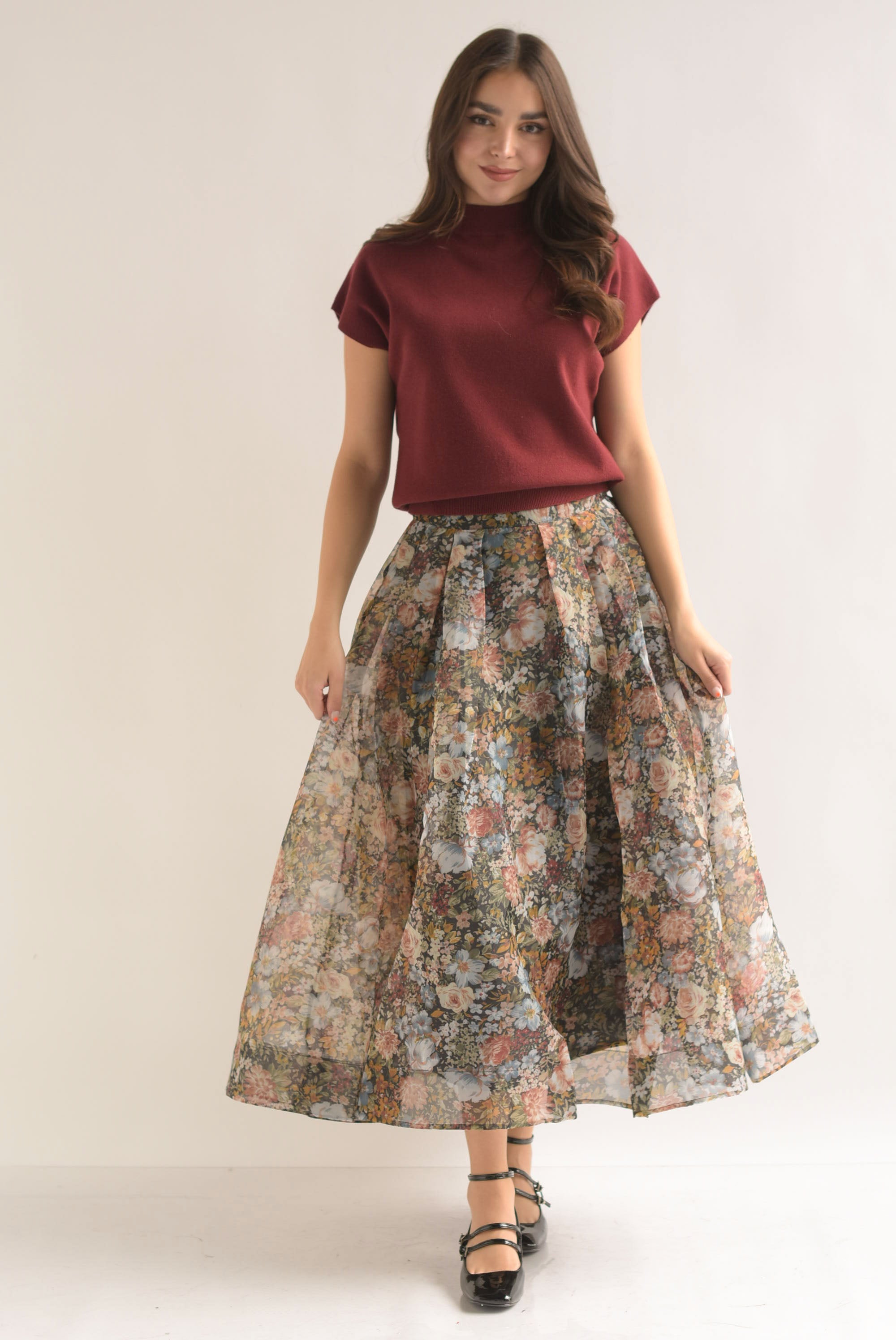 Falda organza flores