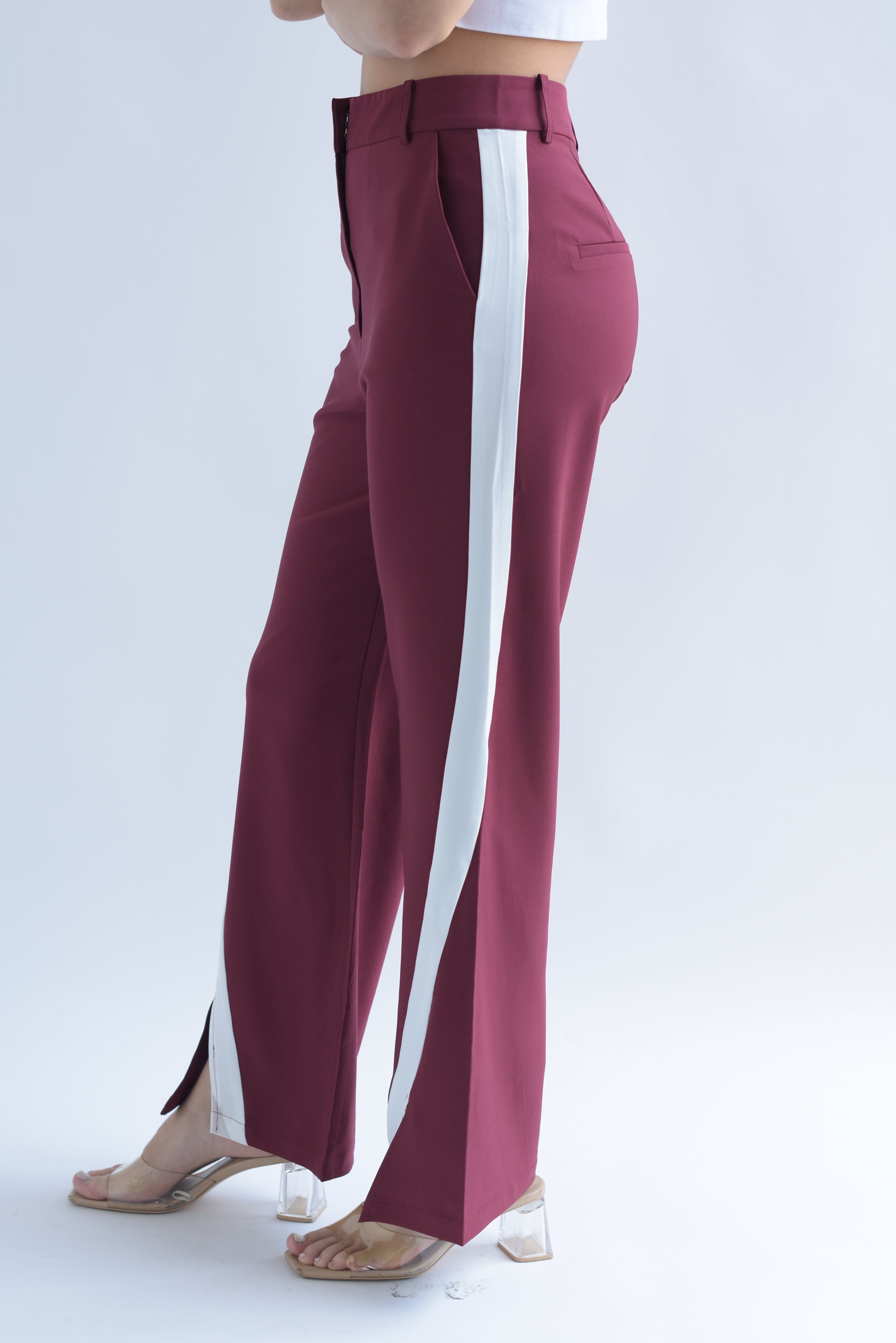 Set Pantalón y Blazer track diagonal Vino