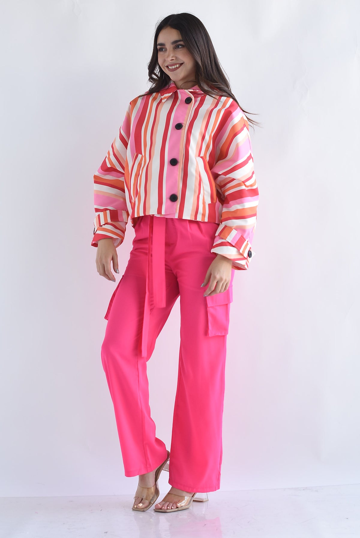 Pantalón de vestir cargo Rosa vibrante