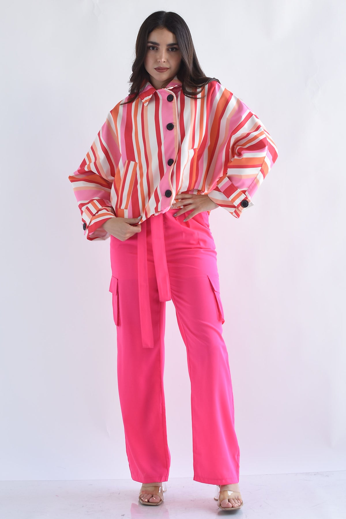 Pantalón de vestir cargo Rosa vibrante