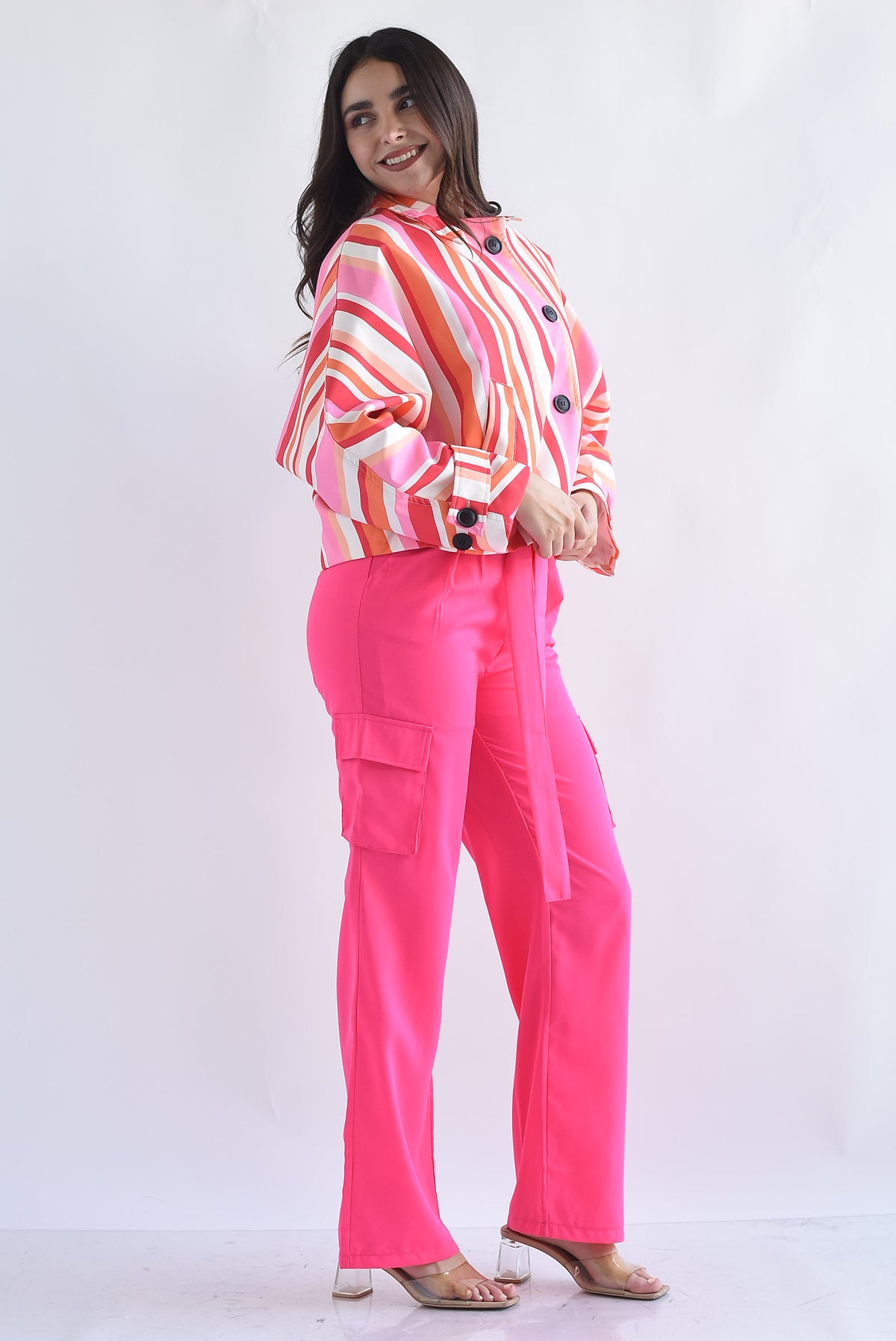 Pantalón de vestir cargo Rosa vibrante