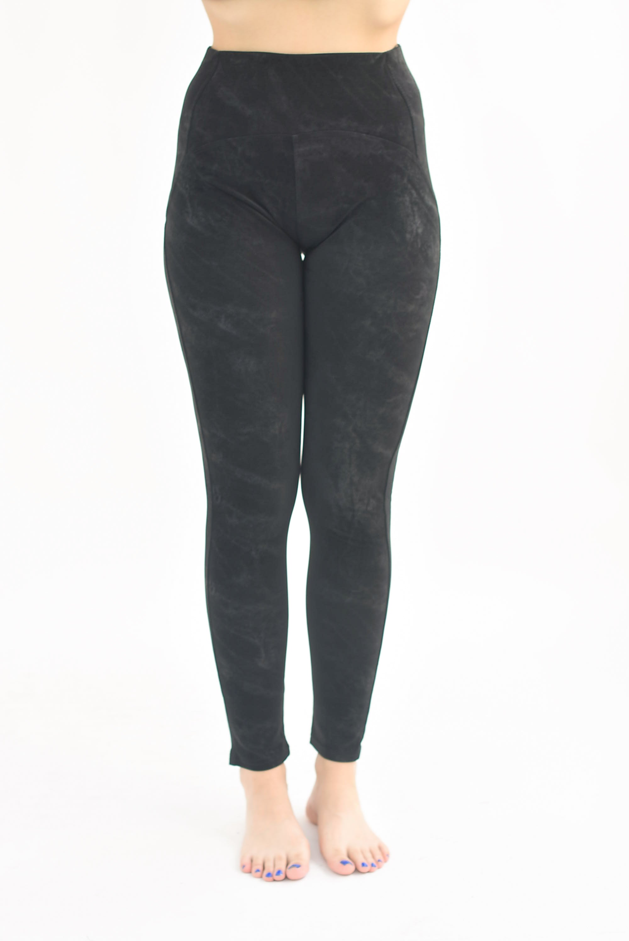 Leggings tipo ante pretina ancha Negro