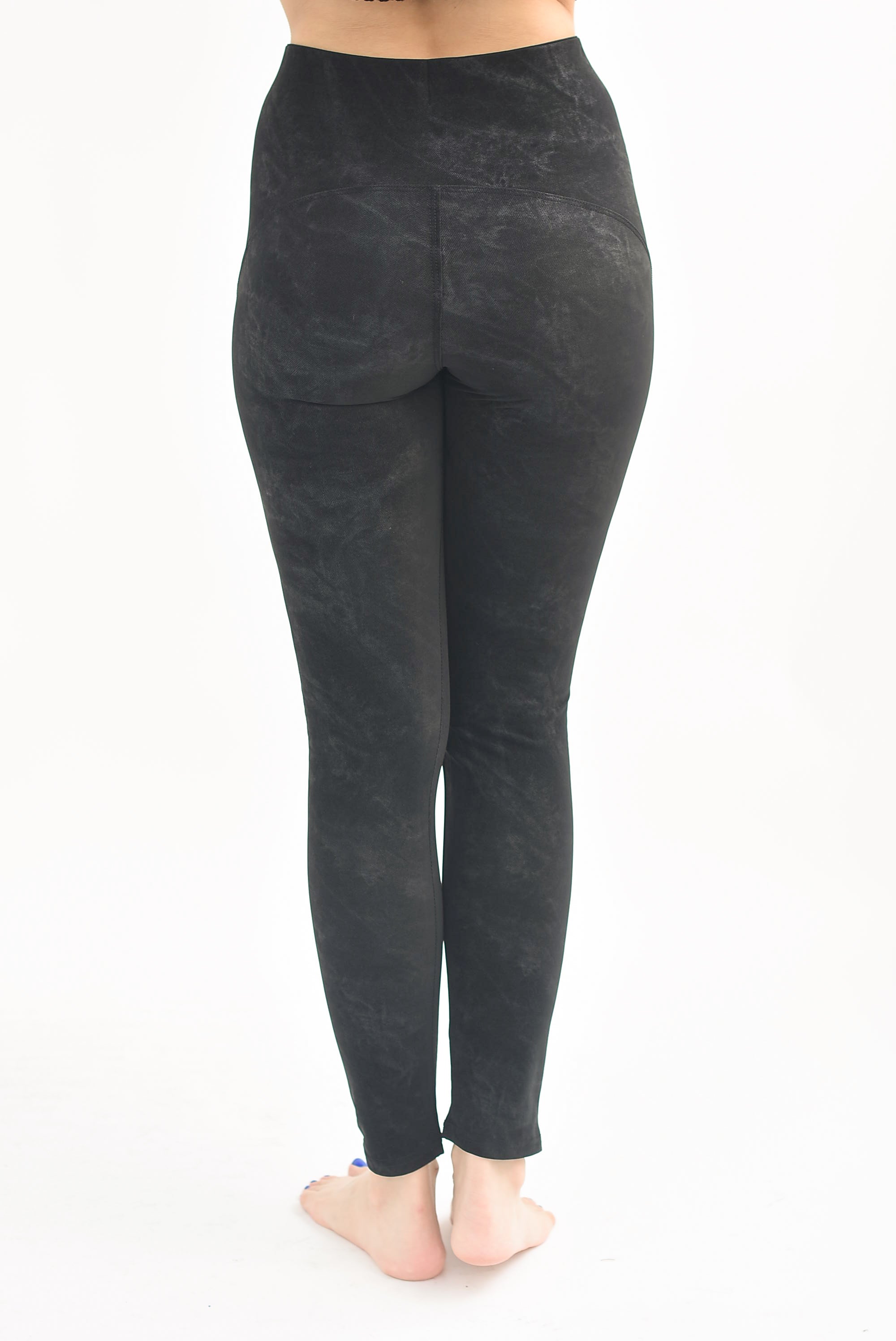 Leggings tipo ante pretina ancha Negro