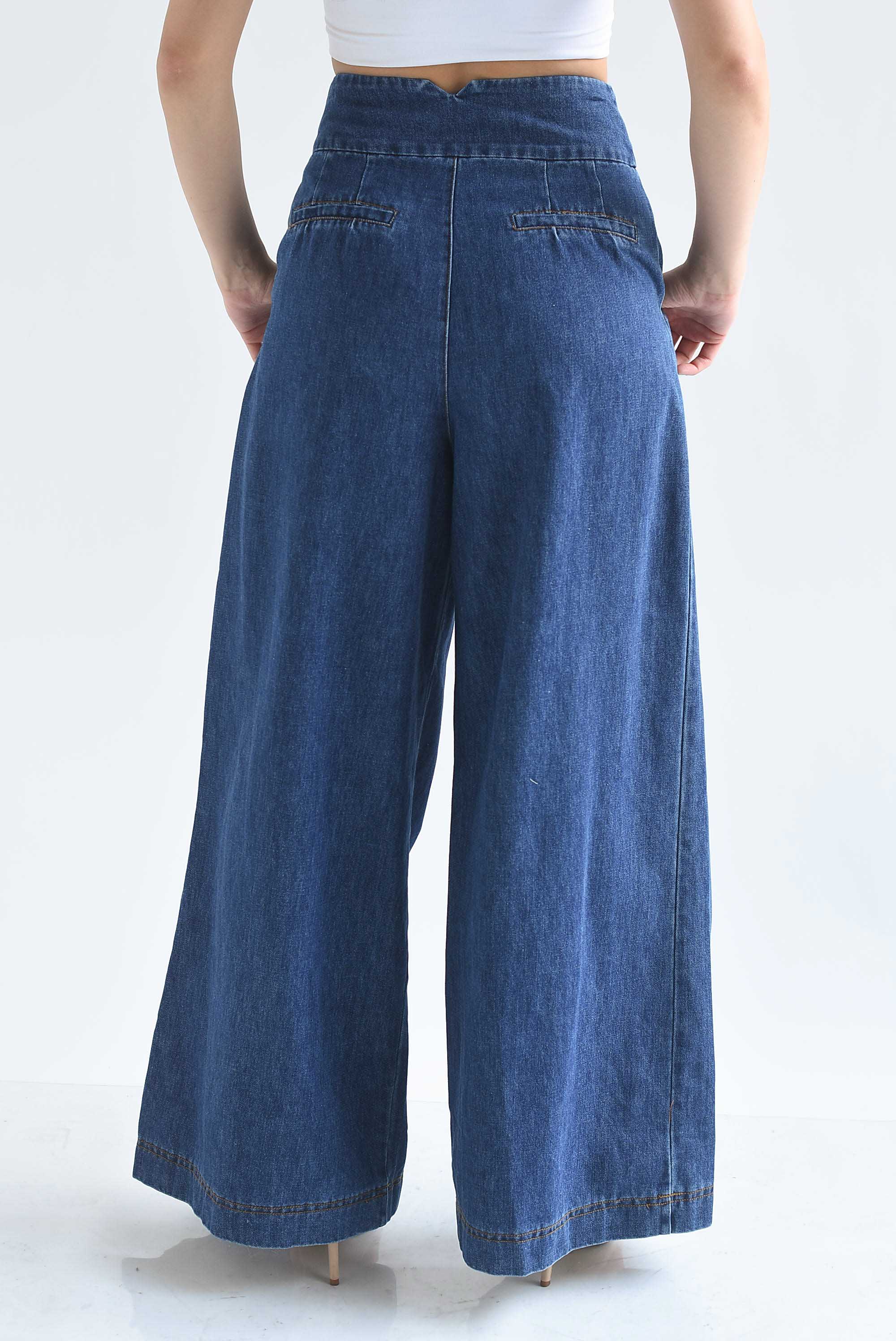 Pantalón super wide pretina ancha Denim