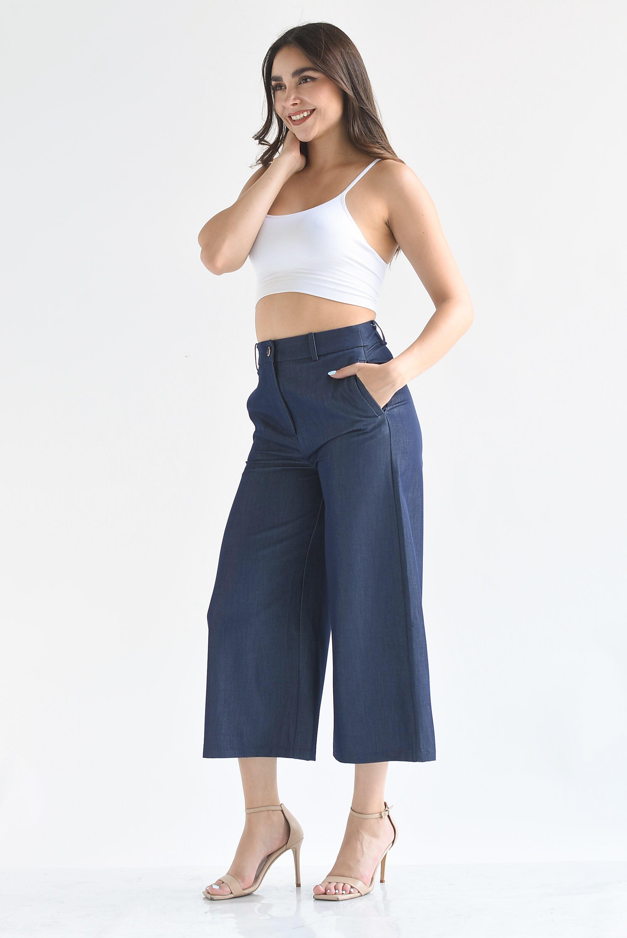 Pantalón culotte fake Denim