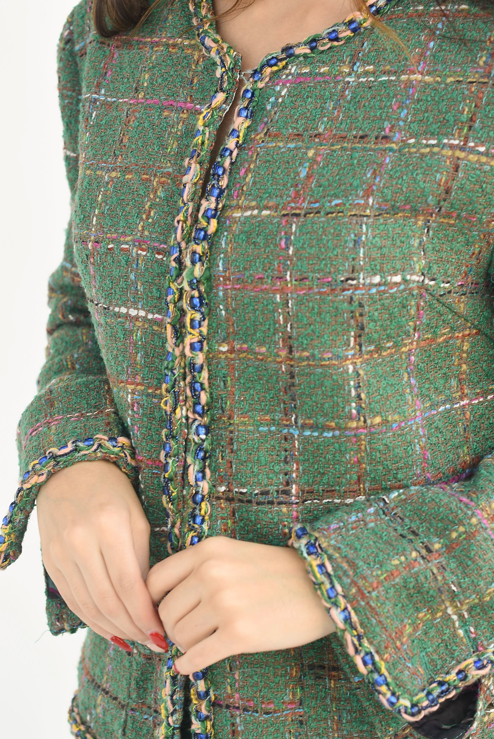 Set Pantalón y Blazer tweed Verde