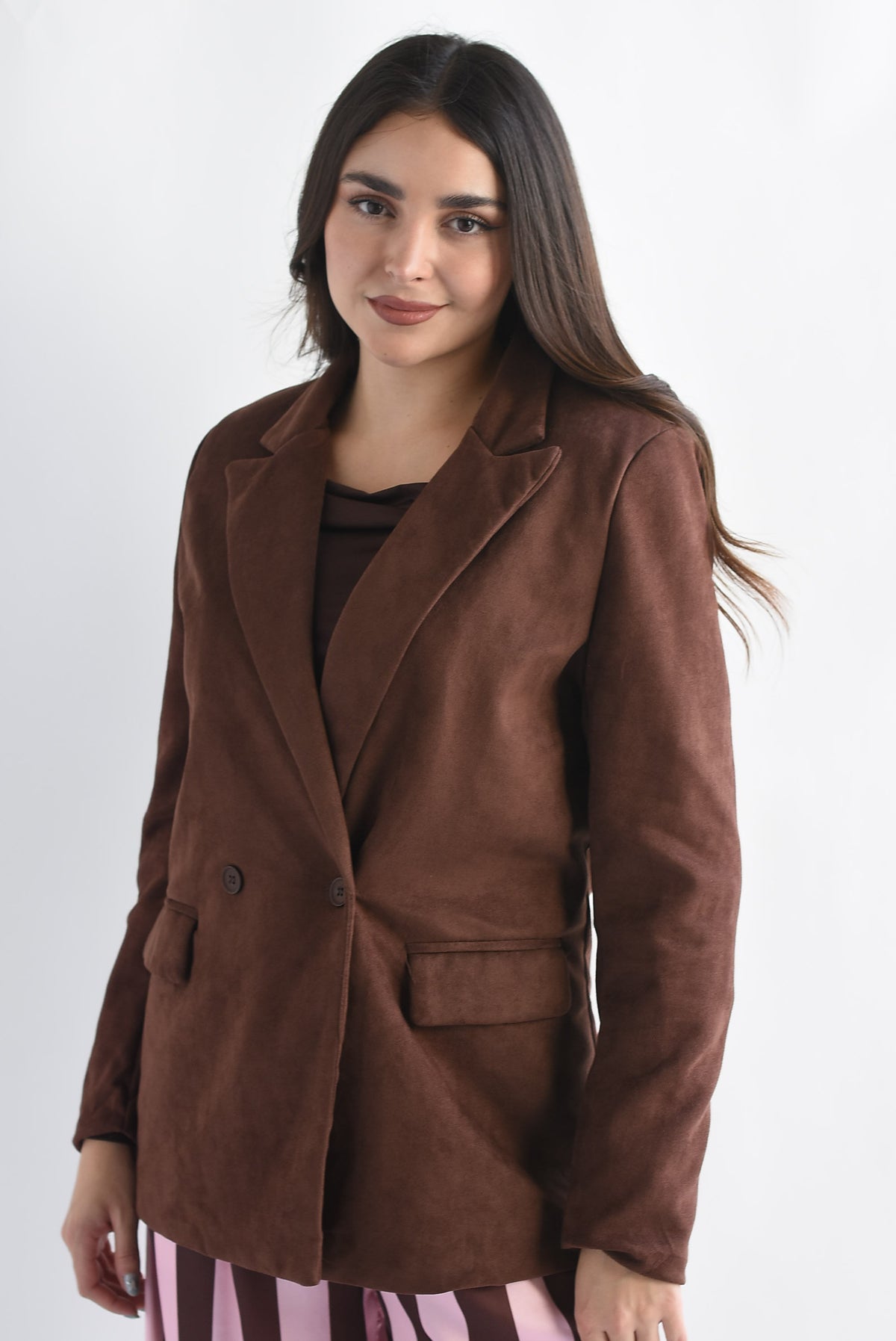Blazer cruzado suede Café