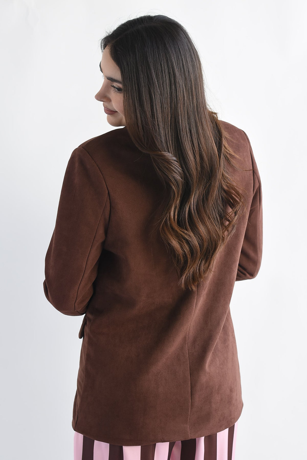 Blazer cruzado suede Café