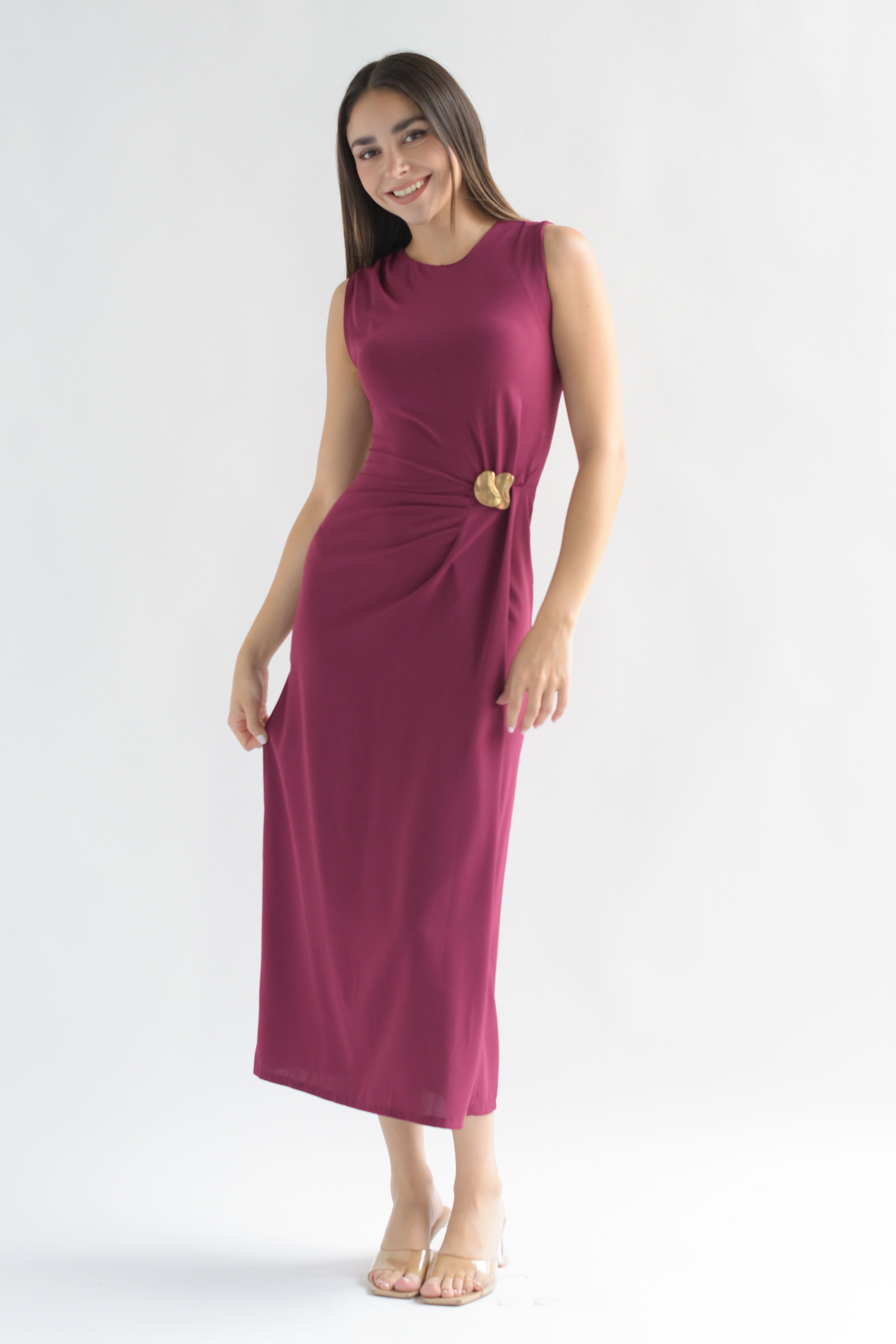 Vestido pinza drapeada Bugambilia