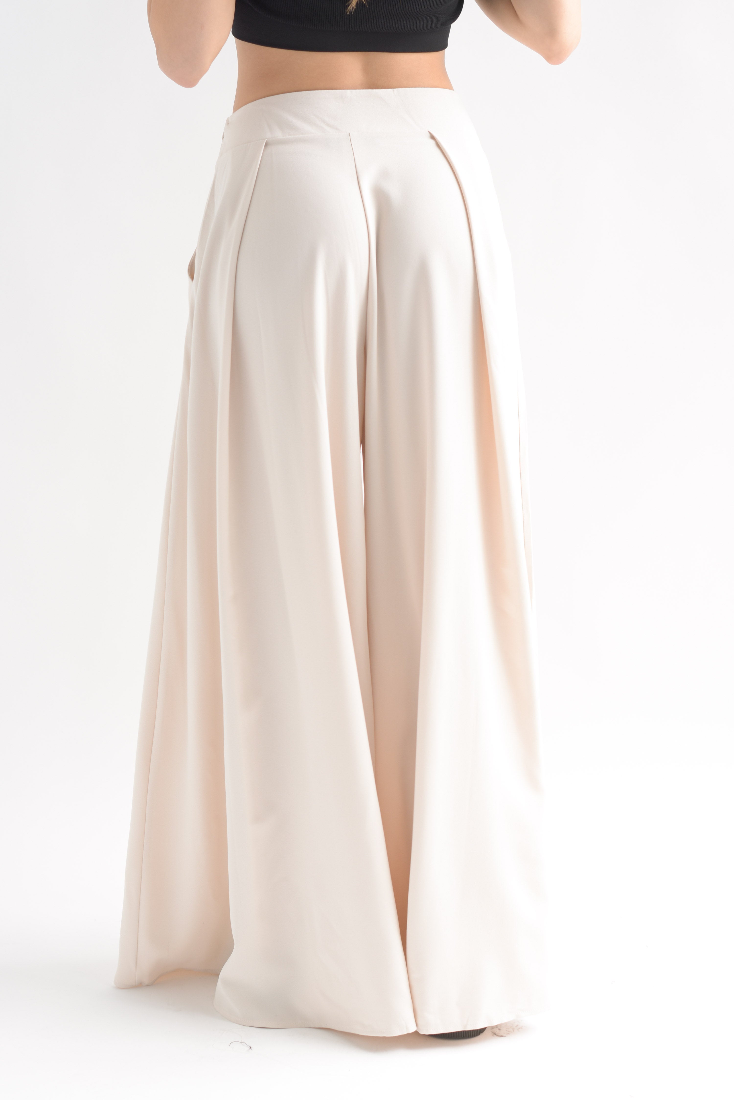 Pantalón sastre pata de elefante Beige