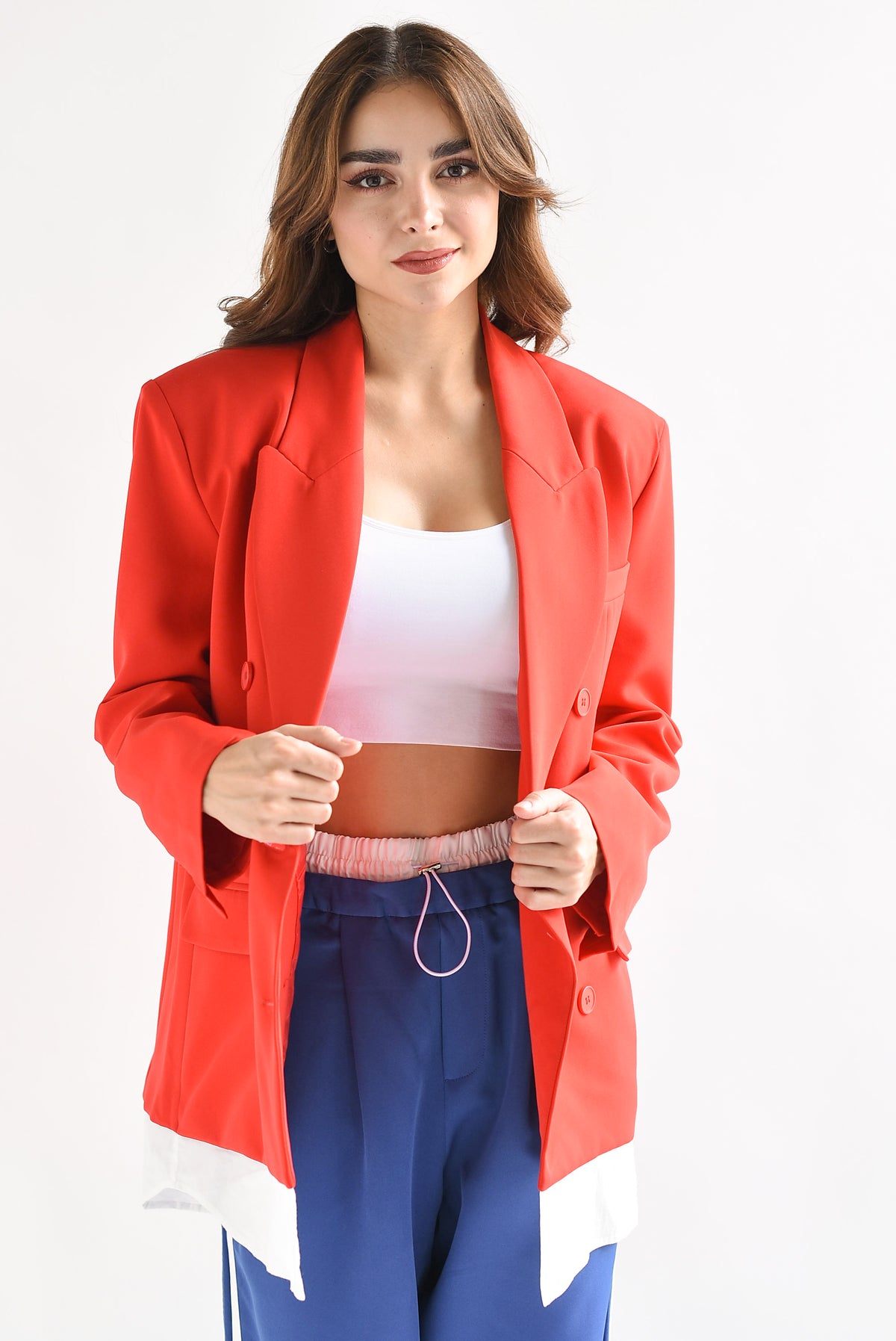 Blazer simulación camisa Rojo