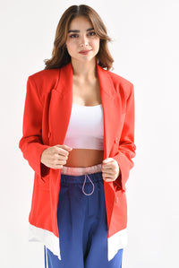 Fashion Styled Blazer simulación camisa Rojo