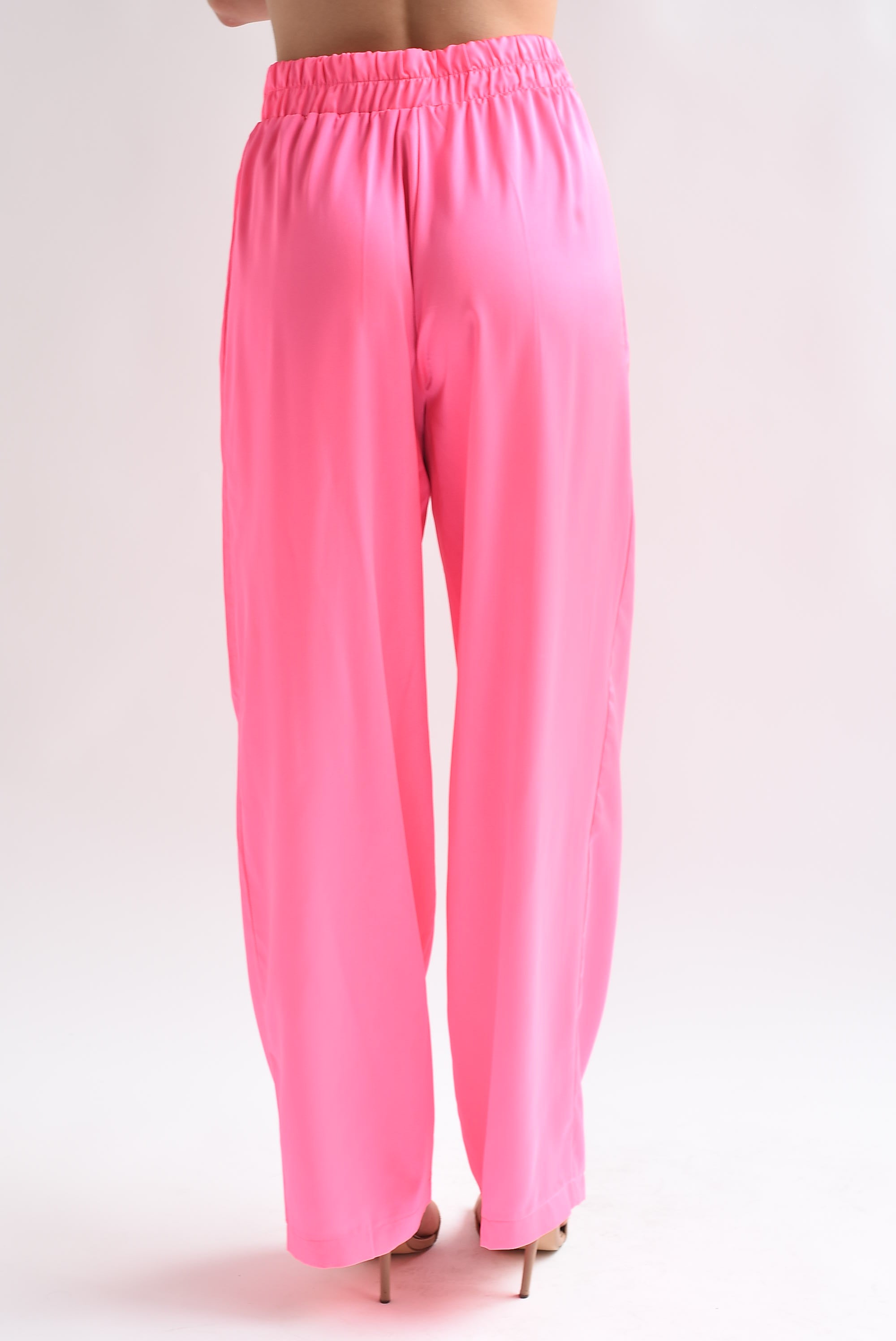 Pantalón pierna ancha pinzas Rosa Neón