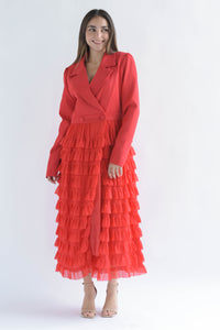 Fashion Styled Blazer dress olanes Rojo