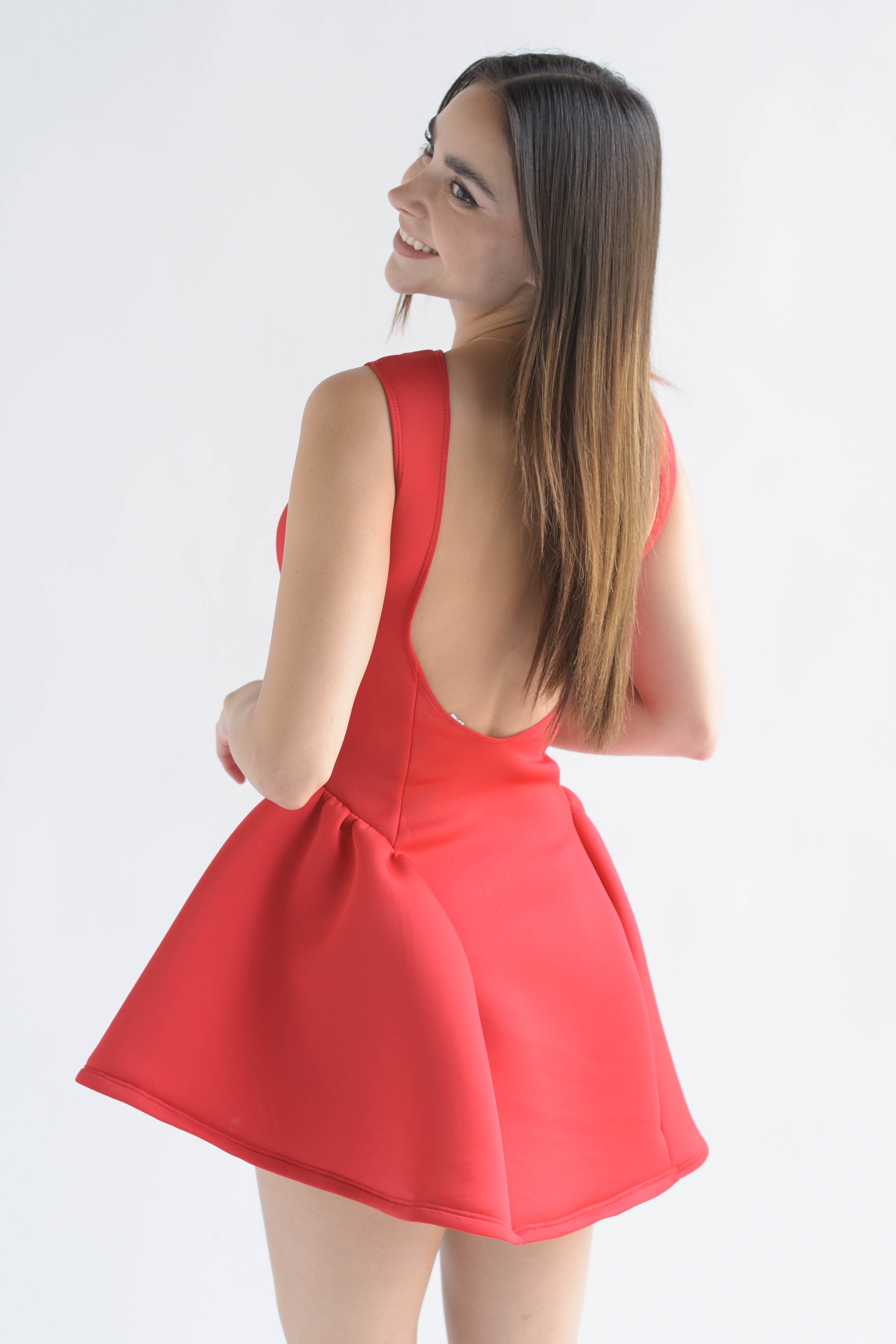 Vestido neopreno globo Rojo