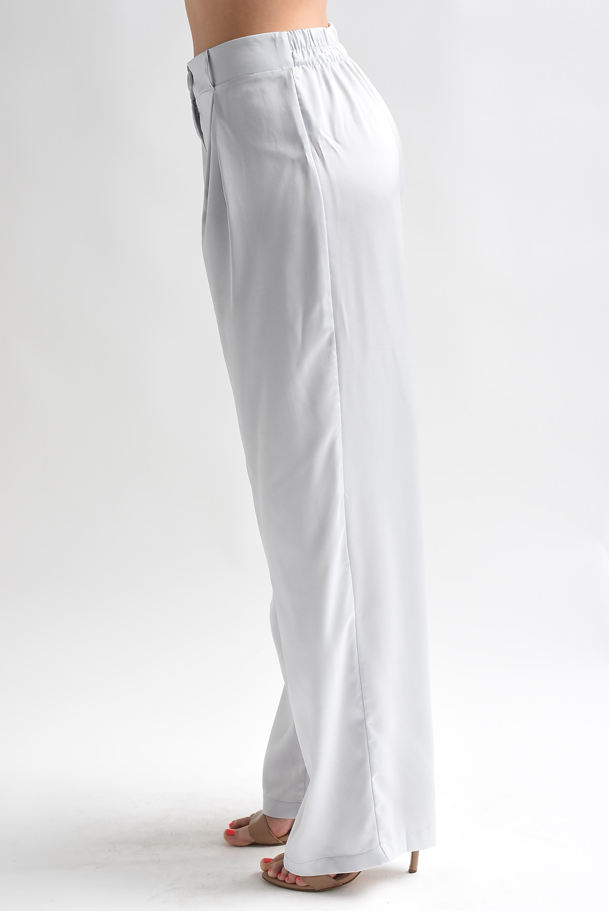 Pantalón pierna ancha pinzas Gris