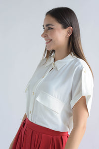 Fashion Styled Blusa ligera cargo Blanco