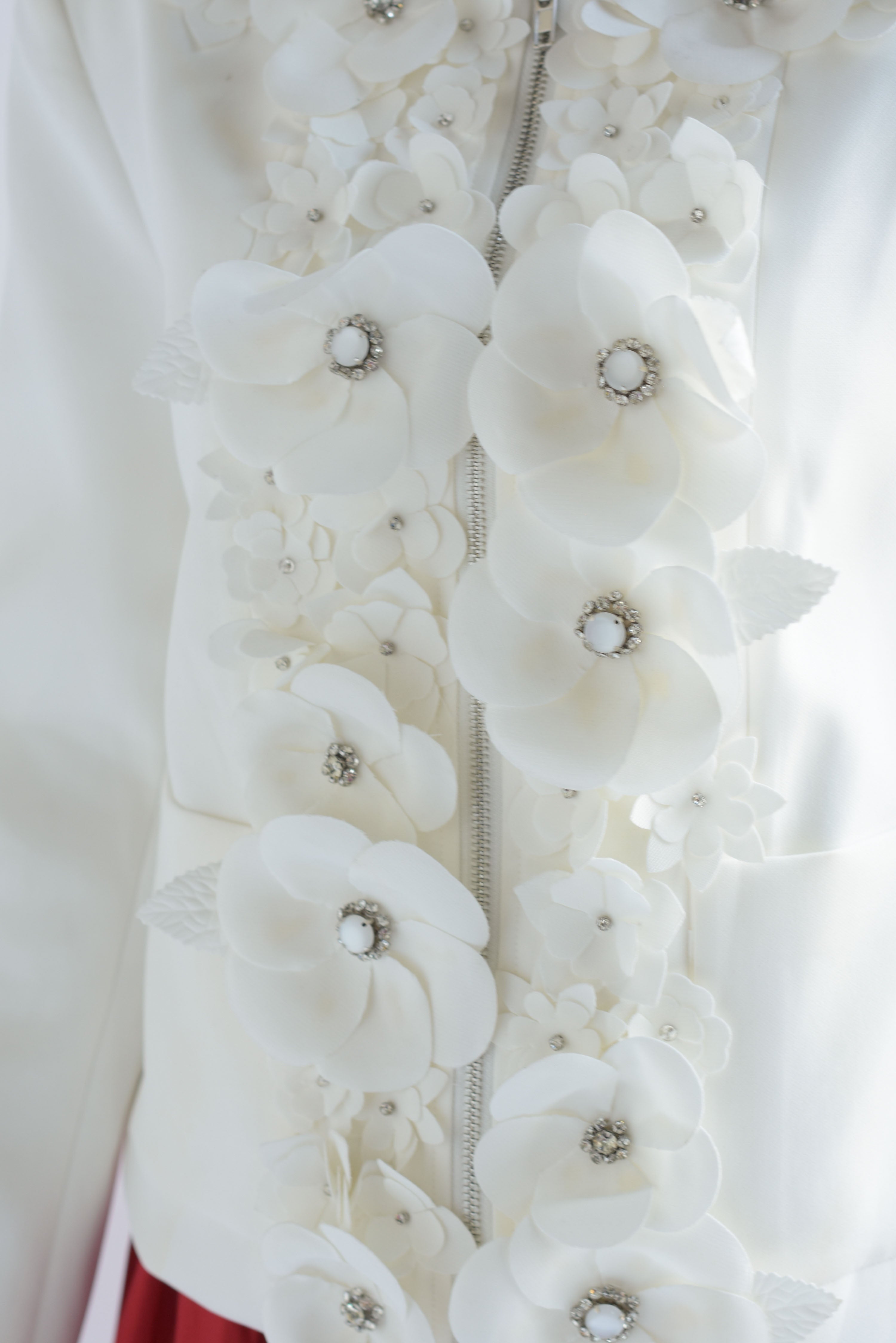 Blazer cierre flores Blanco