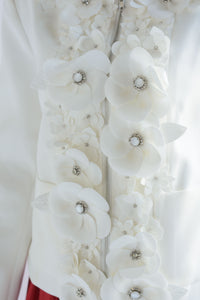 Fashion Styled Blazer cierre flores Blanco