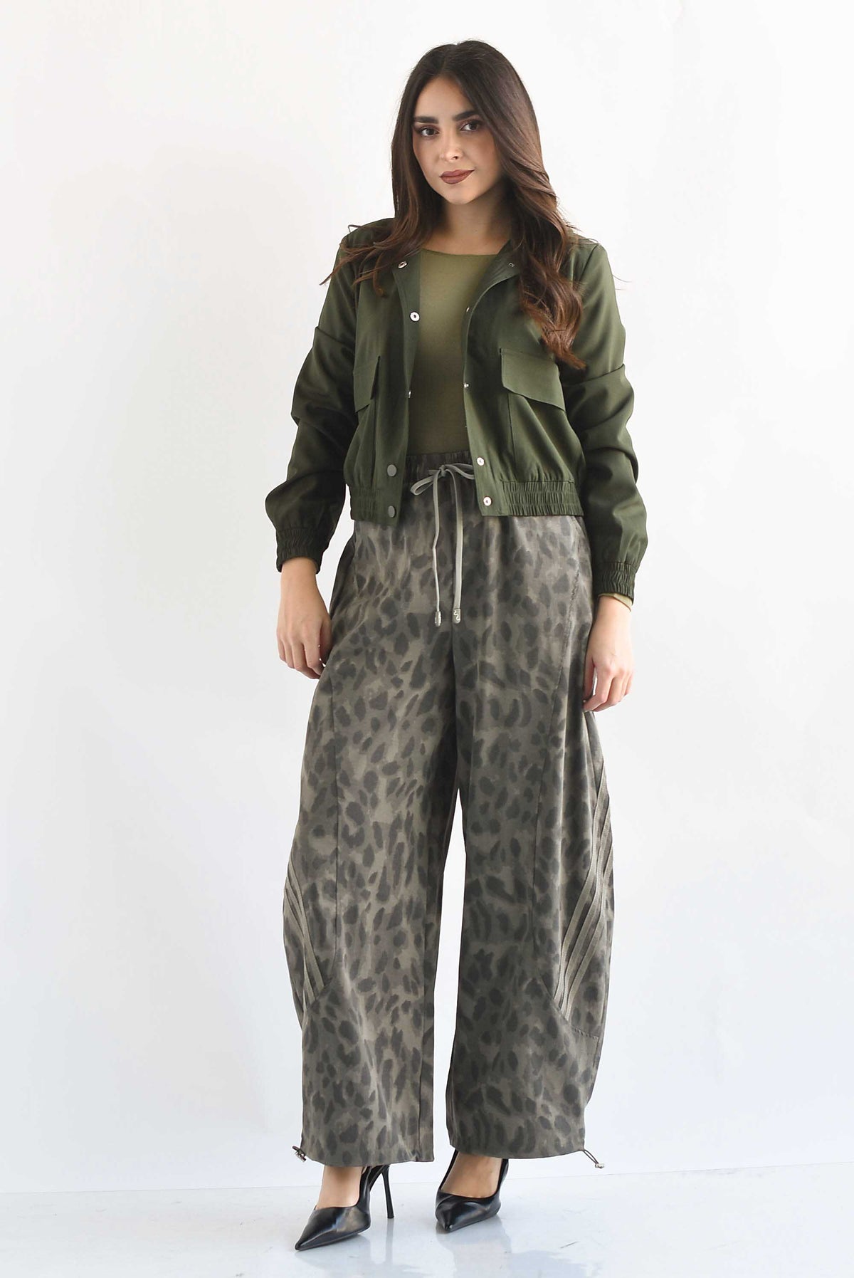 Pantalón barrel track leopardo