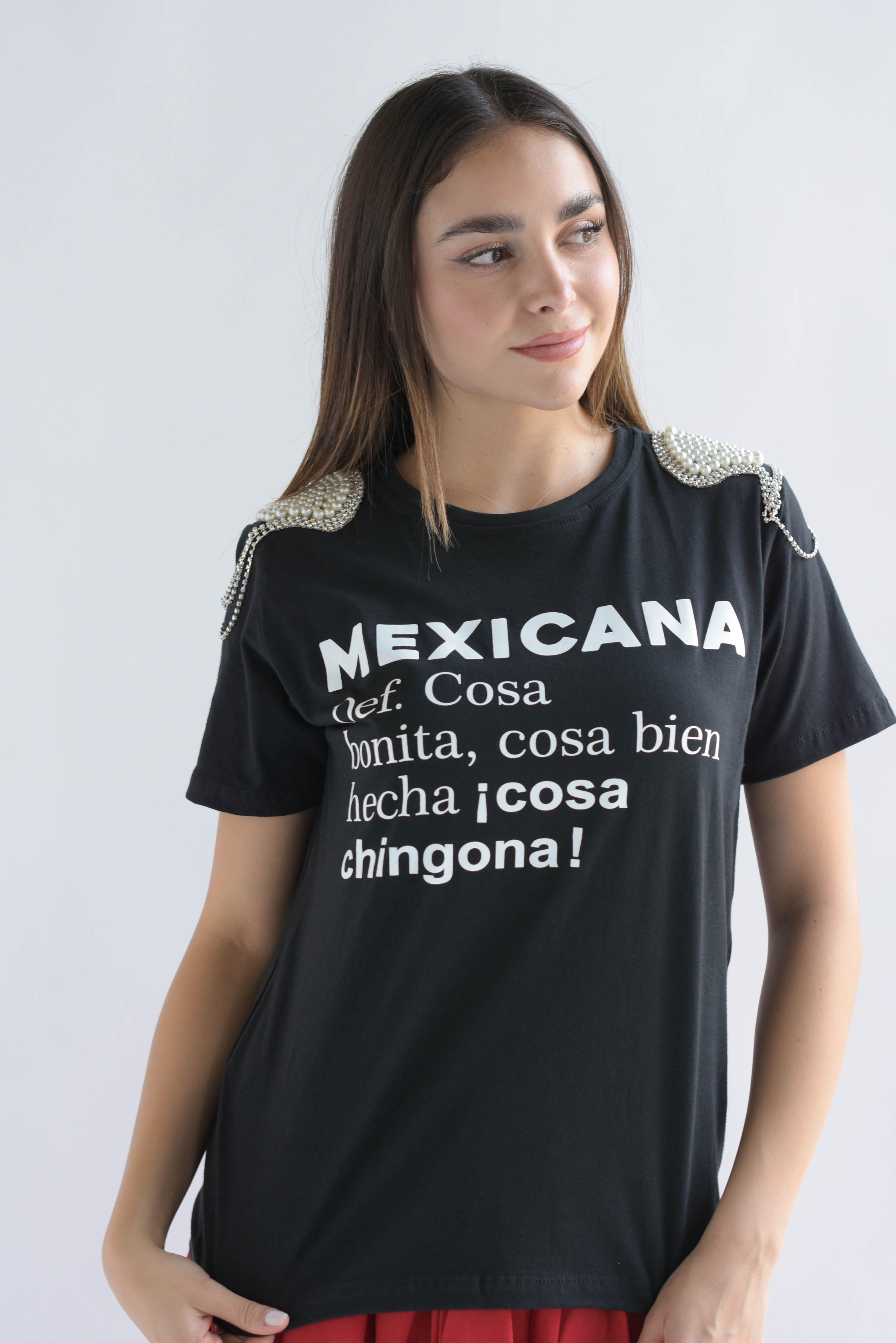 T-Shirt MEXICANA hombreras brillos