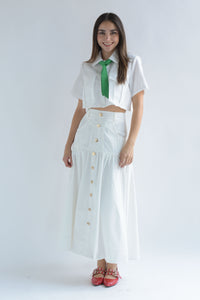 Fashion Styled Falda pretina larga Blanco