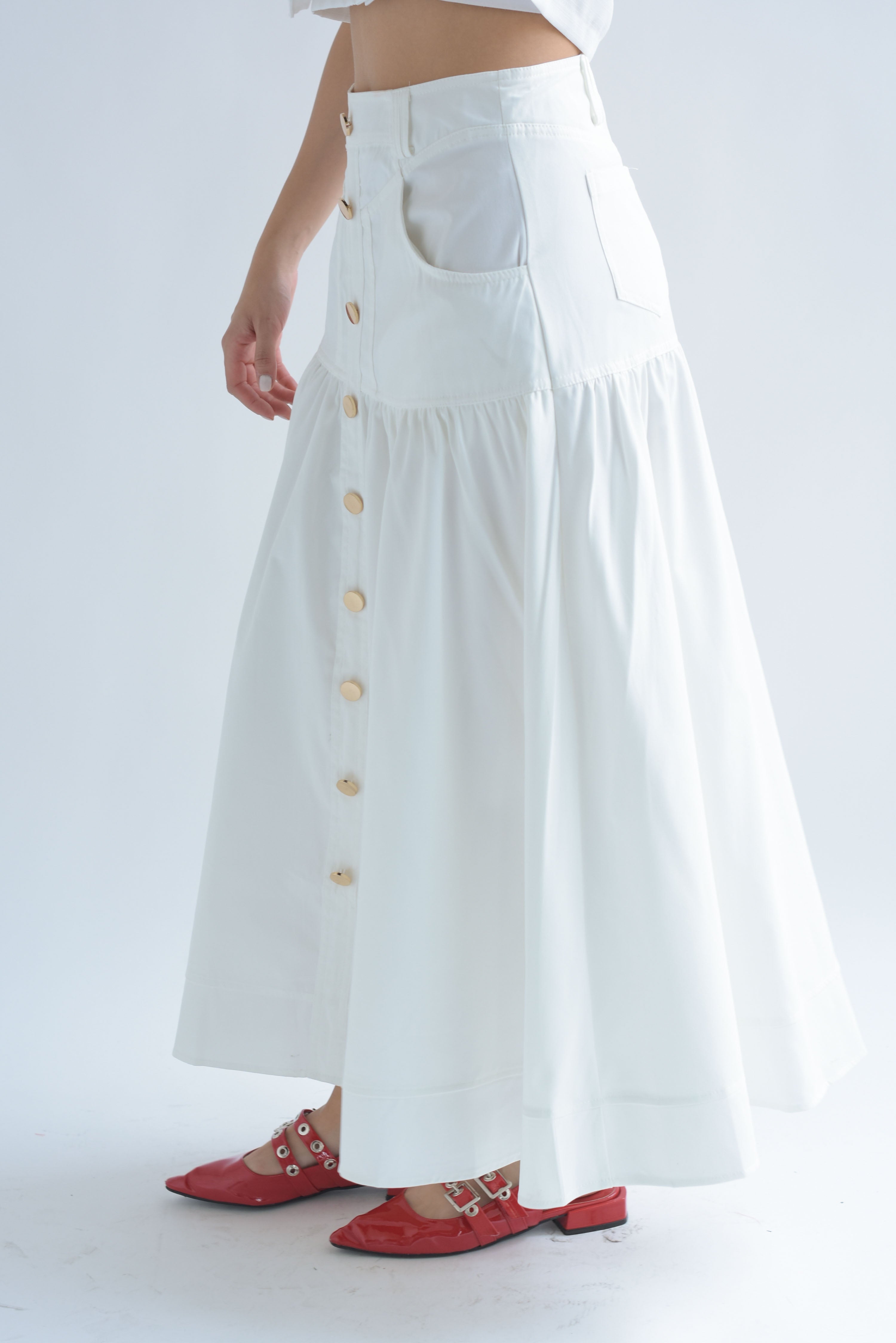 Falda pretina larga Blanco