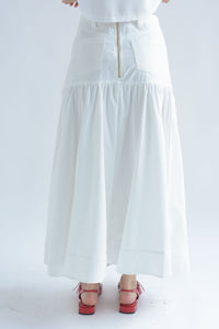 Fashion Styled Falda pretina larga Blanco