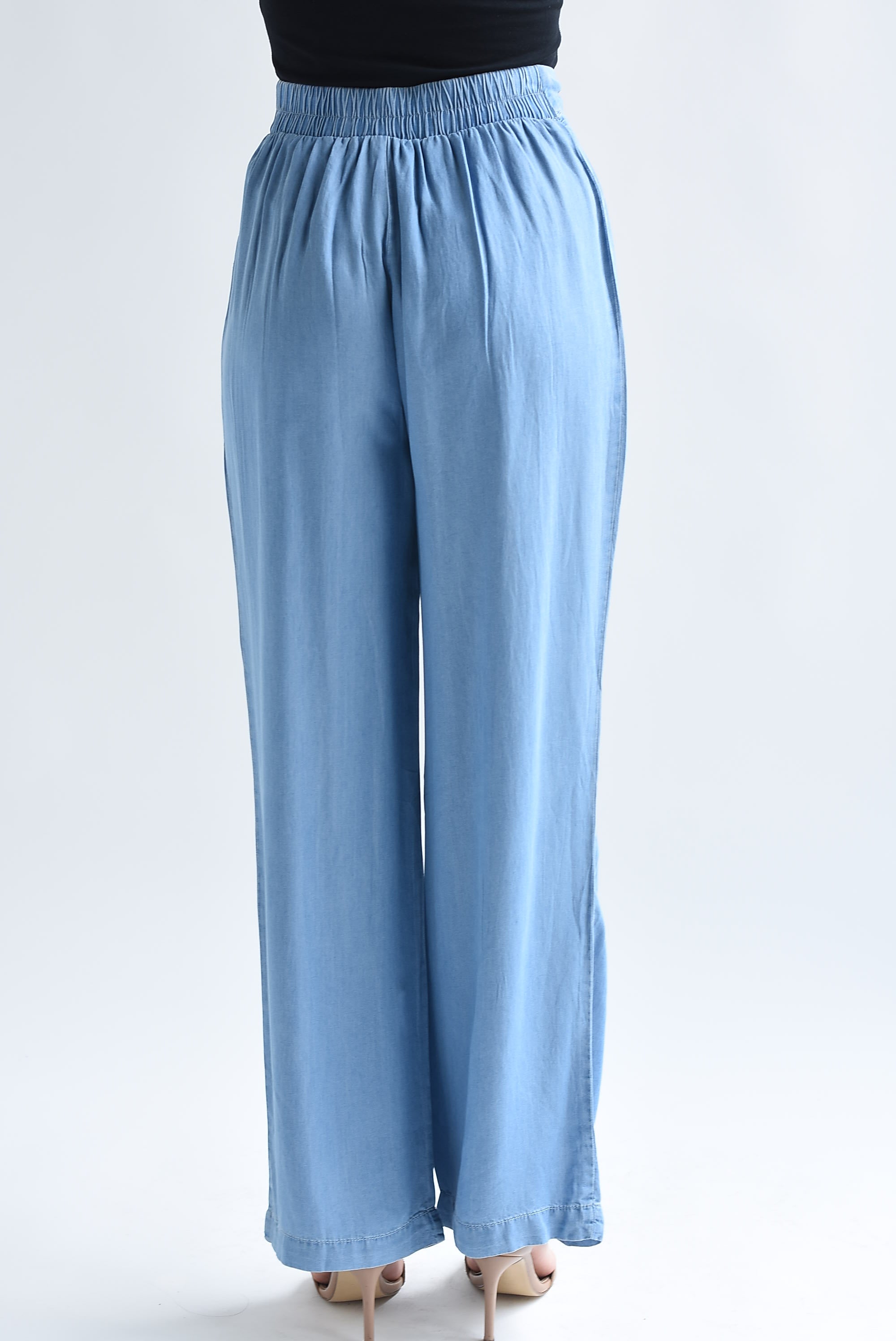 Pantalón de pierna ancha pinzas Denim Light