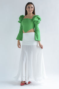 Fashion Styled Maxifalda gasa pretina plisada Blanco