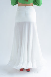 Fashion Styled Maxifalda gasa pretina plisada Blanco