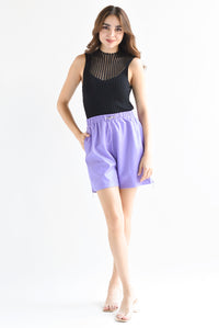 Fashion Styled Short vinipiel texturizado cierres Lila