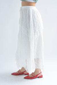 Fashion Styled Falda encaje olanes asimétricos Blanco