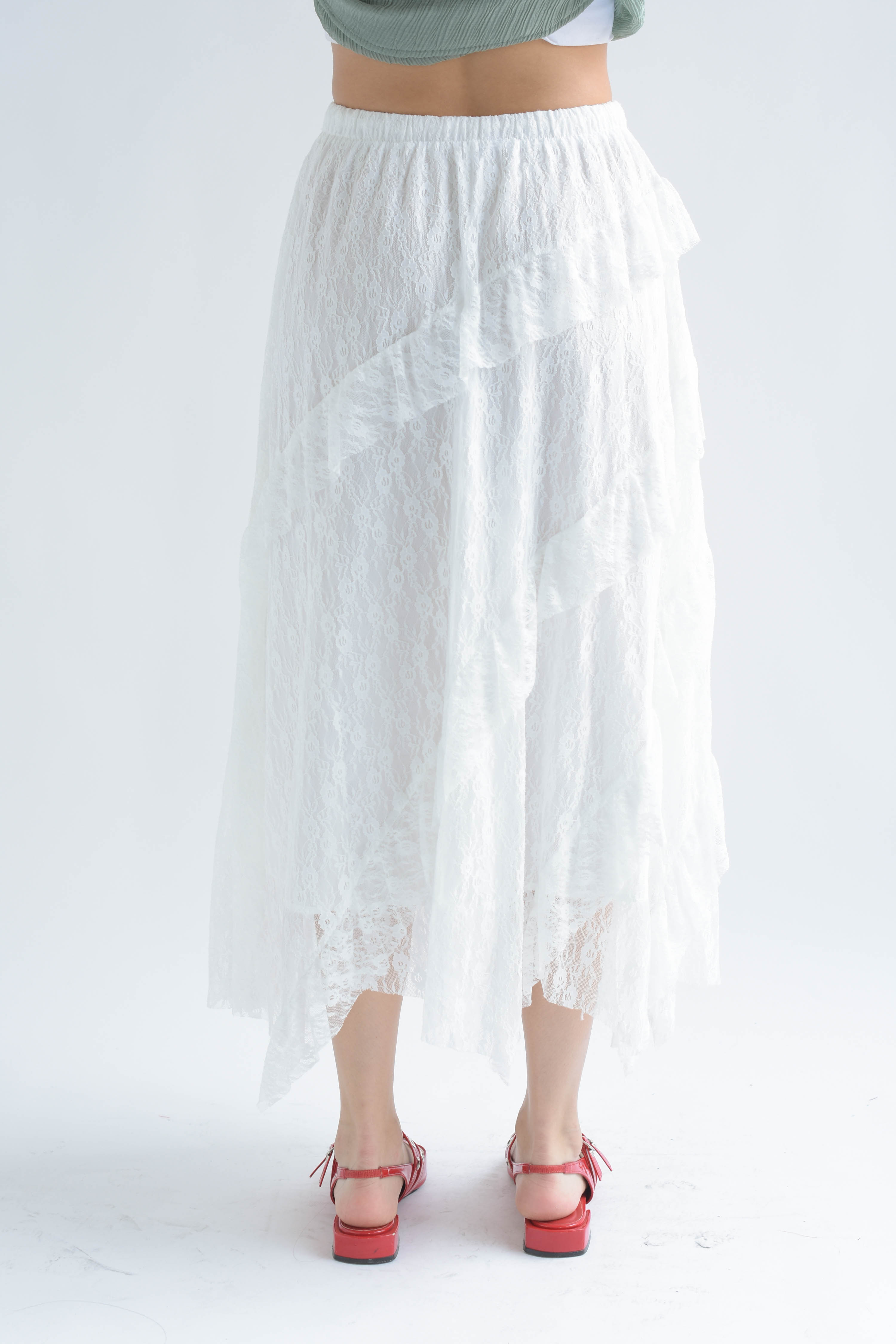 Falda encaje olanes asimétricos Blanco