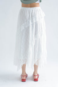 Fashion Styled Falda encaje olanes asimétricos Blanco