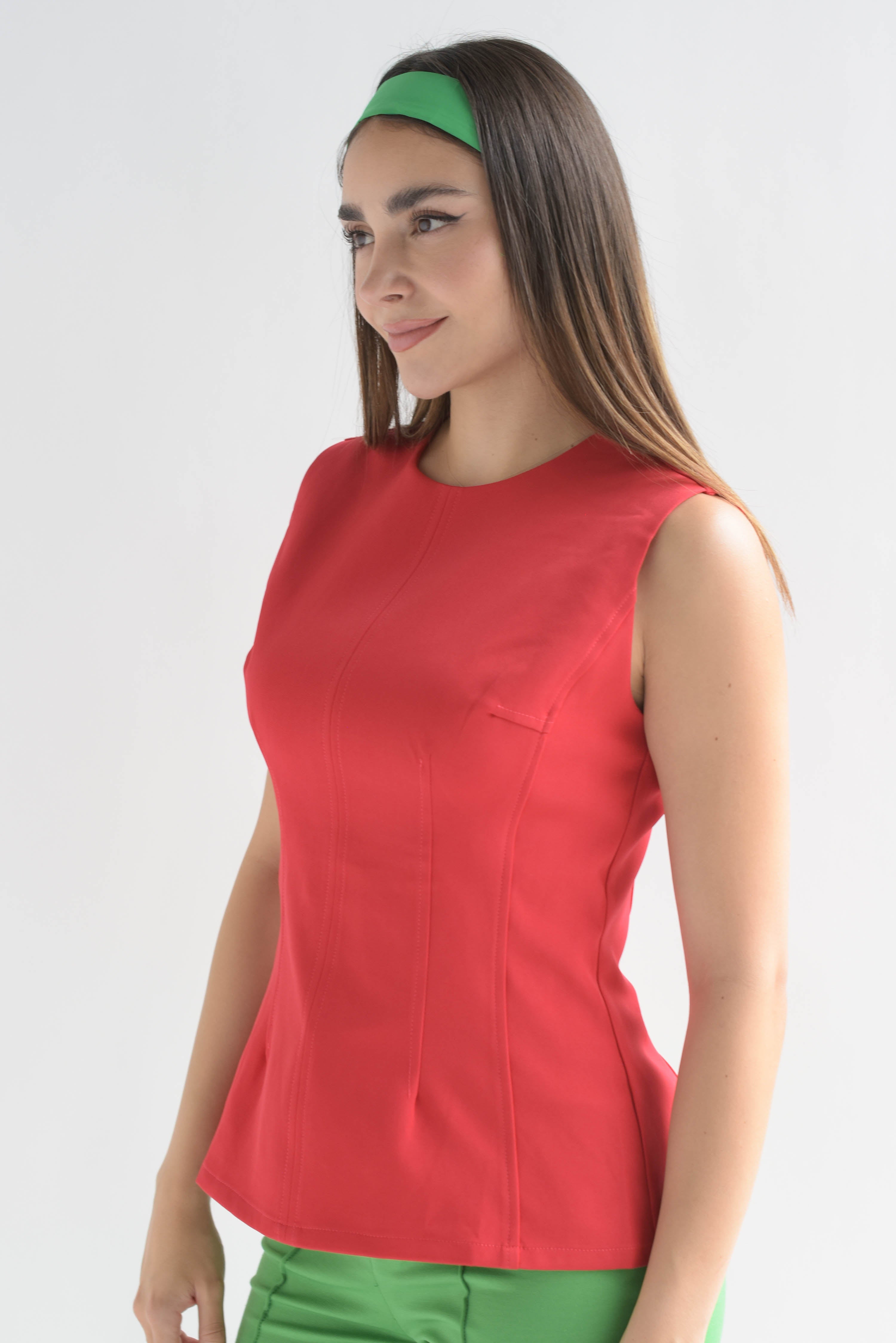 Blusa pinzas torso Rojo