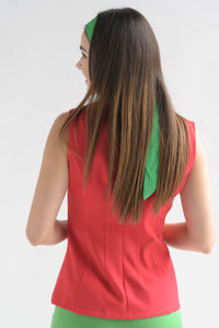 Fashion Styled Blusa pinzas torso Rojo
