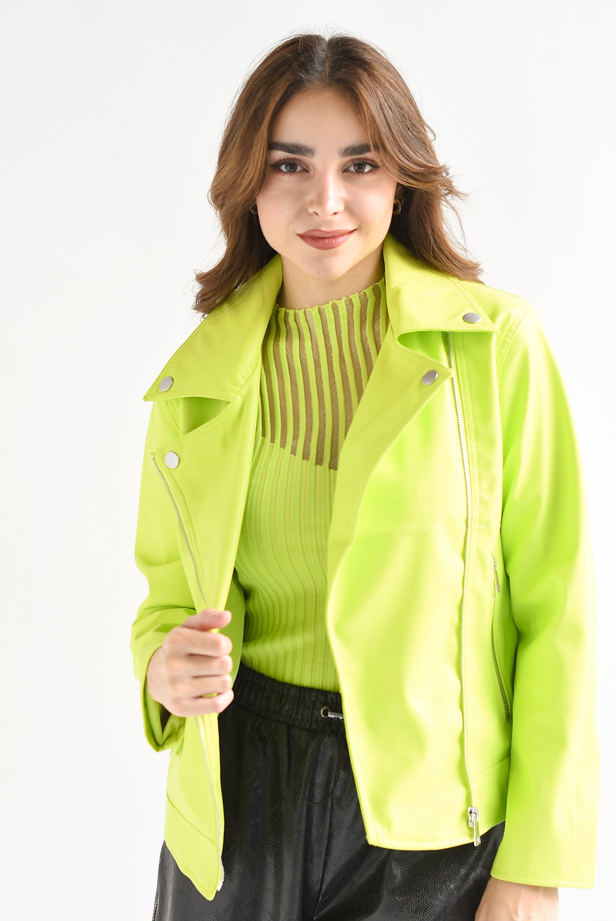 Chamarra biker larga Lime