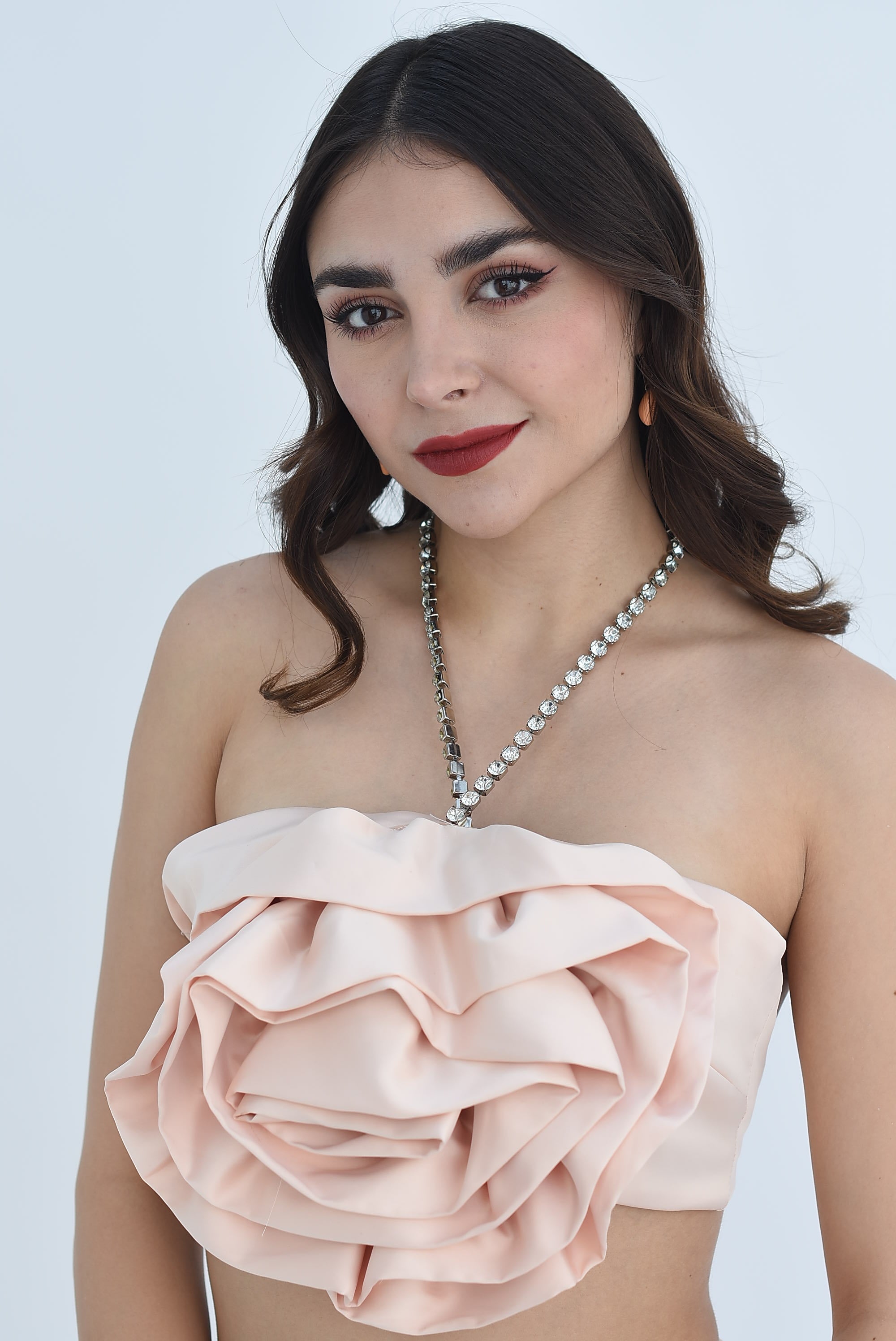 Set Pantalón y top Flor satín Blush